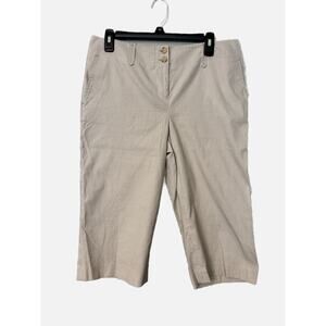 Ann Taylor Loft Marissa Pedal Pushers Beige with light Gray PinstripesWomen's 10